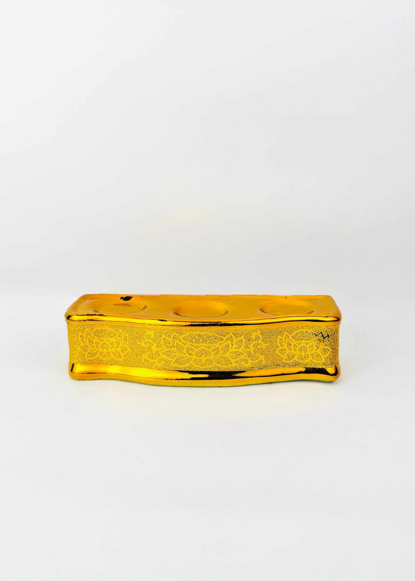 Lotus Offering Cups Set - Gold Rectangular Base - 3 Cups