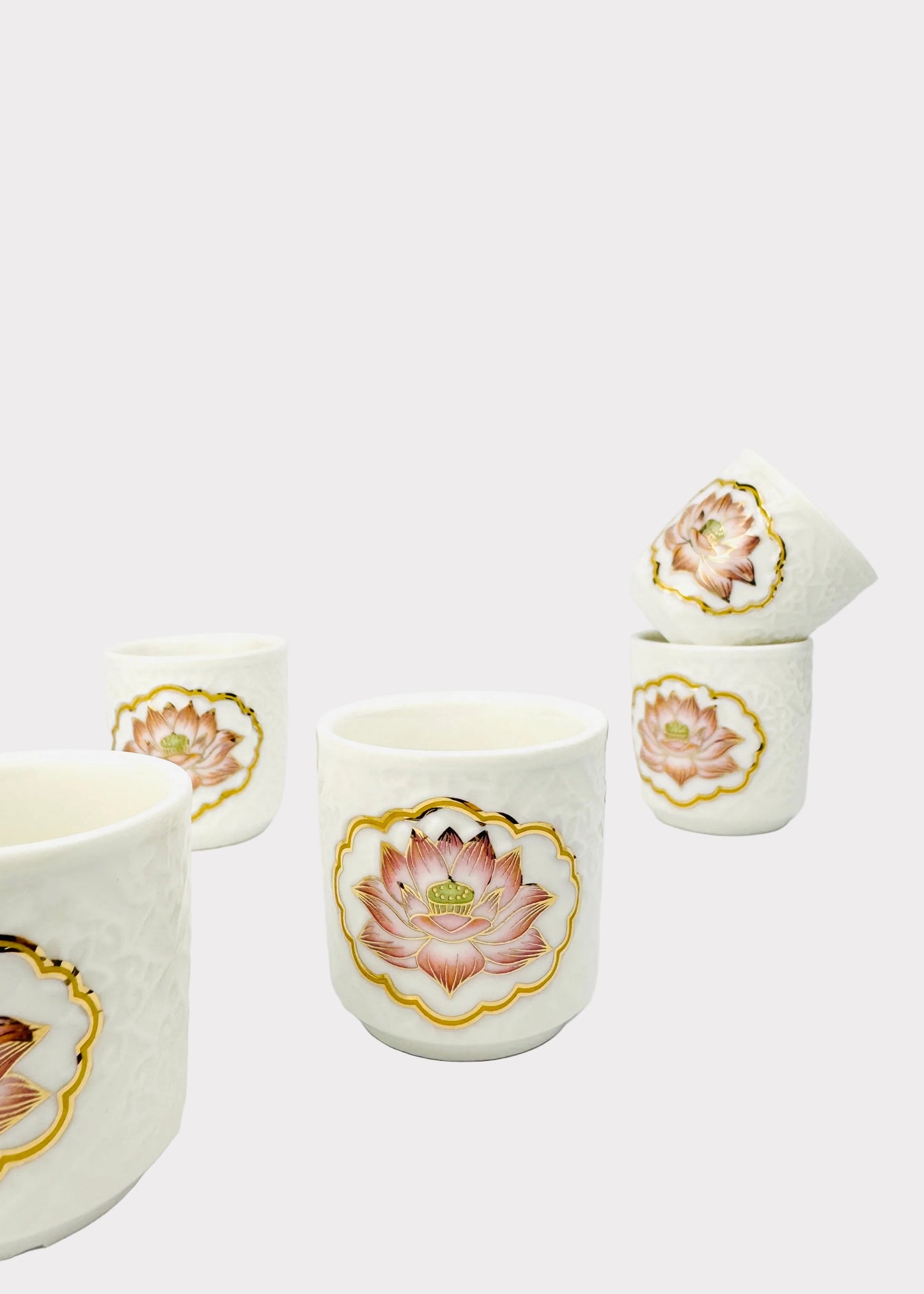 Mini Lotus Medallion Offering Cup - Single - Pink/White