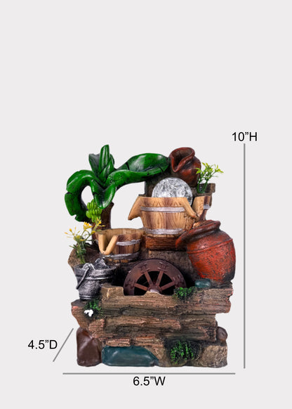 Rustic Village Water Wheel Fountain