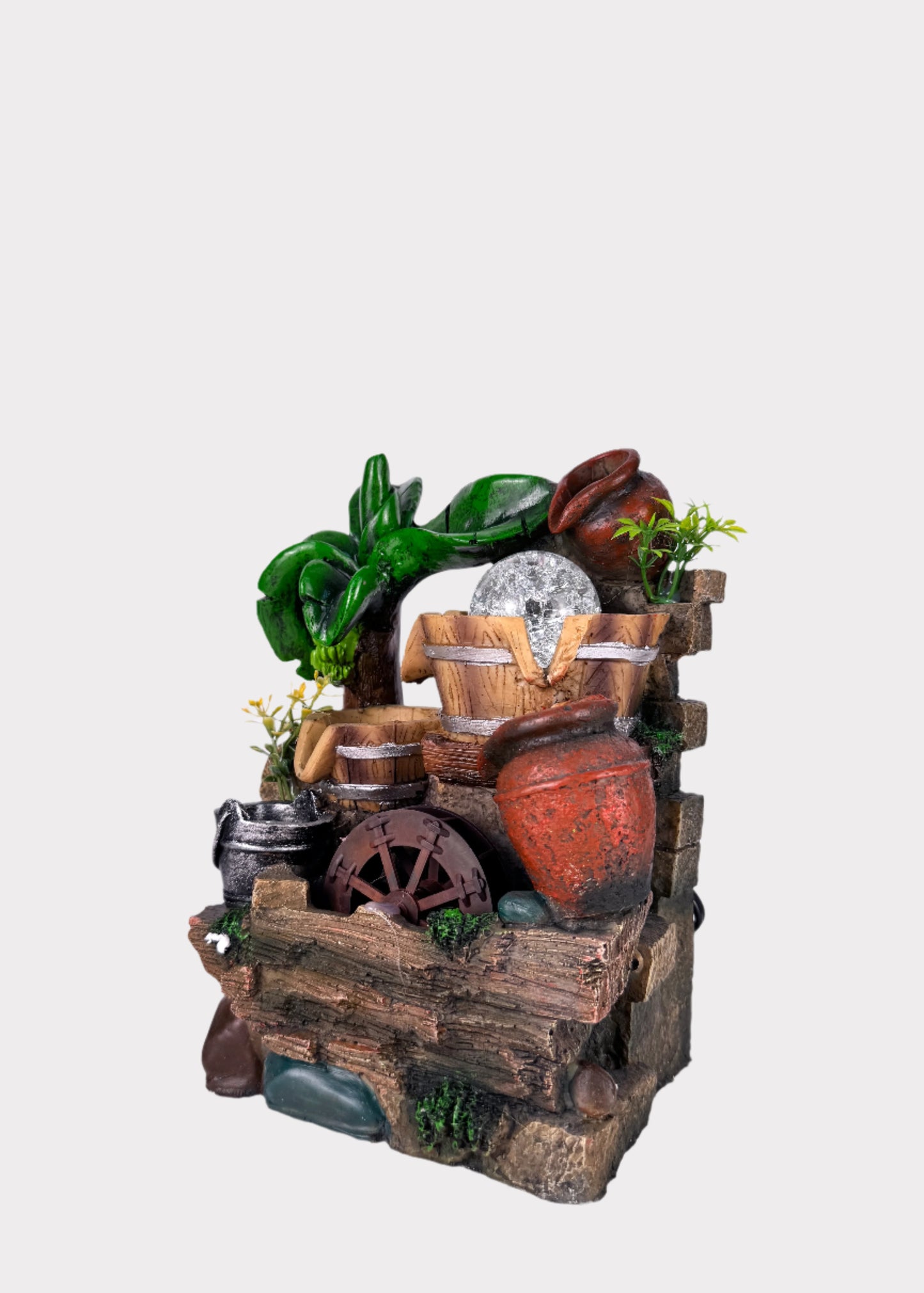 Rustic Village Water Wheel Fountain