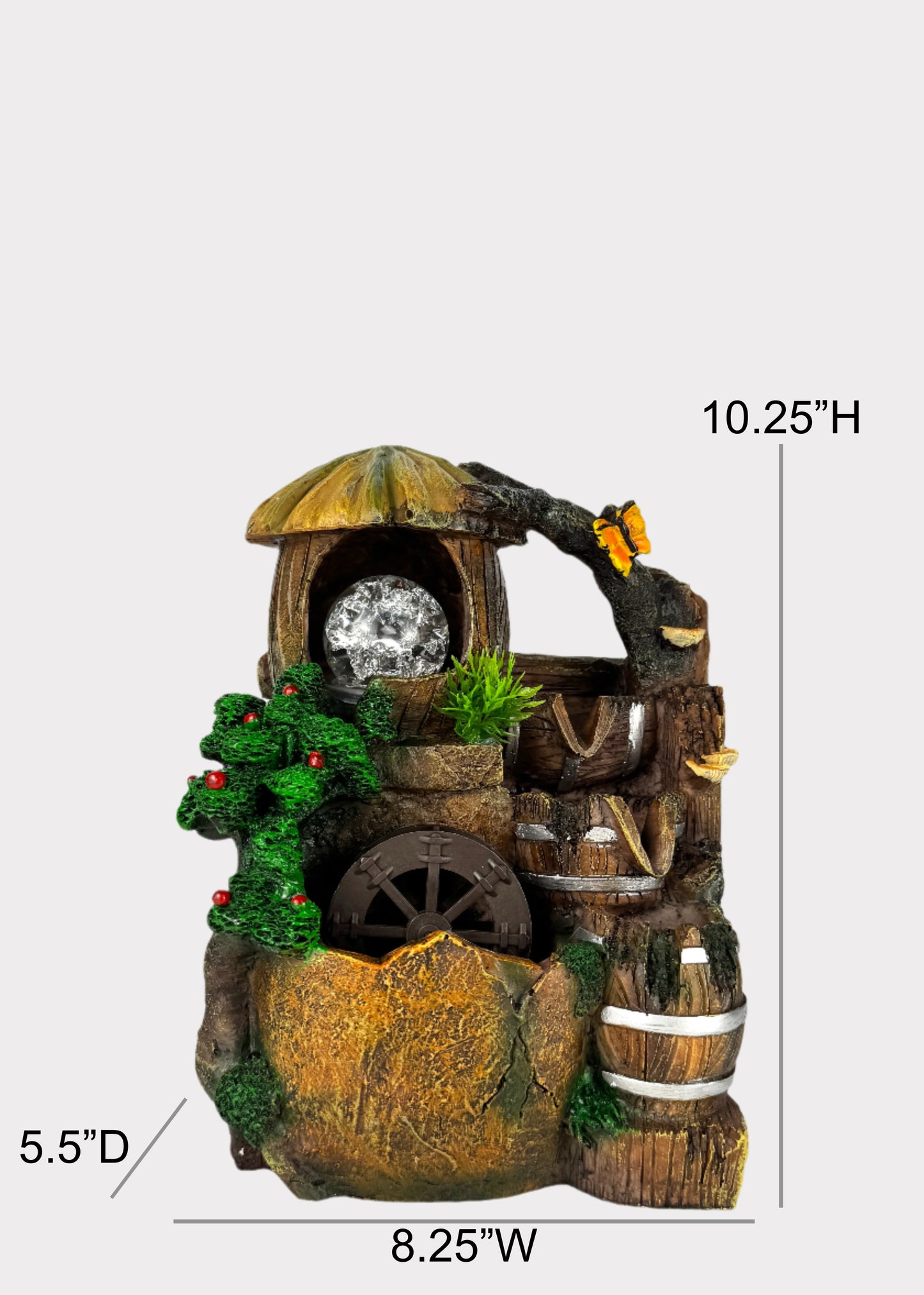 Rustic Barrel Water Wheel Fountain