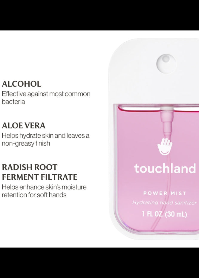 Touchland Power Mist Hydrating Hand Sanitizer - Berry Bliss Scent - Strawberry & Raspberry Hand Mist - 1 FL OZ