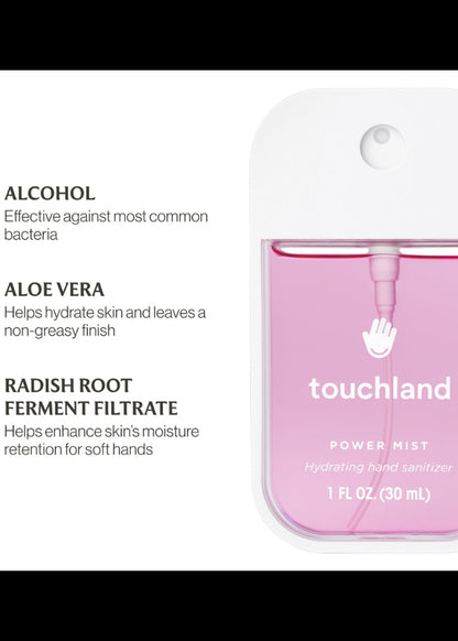 Touchland Power Mist Hydrating Hand Sanitizer - Berry Bliss Scent - Strawberry & Raspberry Hand Mist - 1 FL OZ