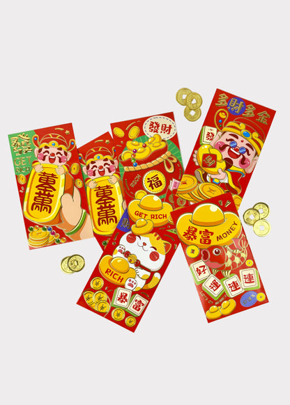Cute Wealth Red Envelopes – Adorable Lucky Designs – Lunar New Year Gift Money Envelopes