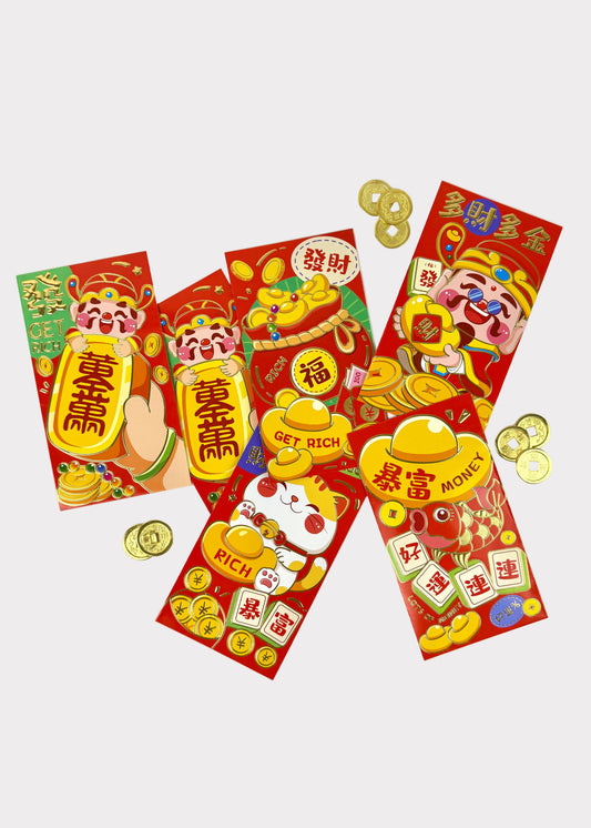 Cute Wealth Red Envelopes – Adorable Lucky Designs – Lunar New Year Gift Money Envelopes