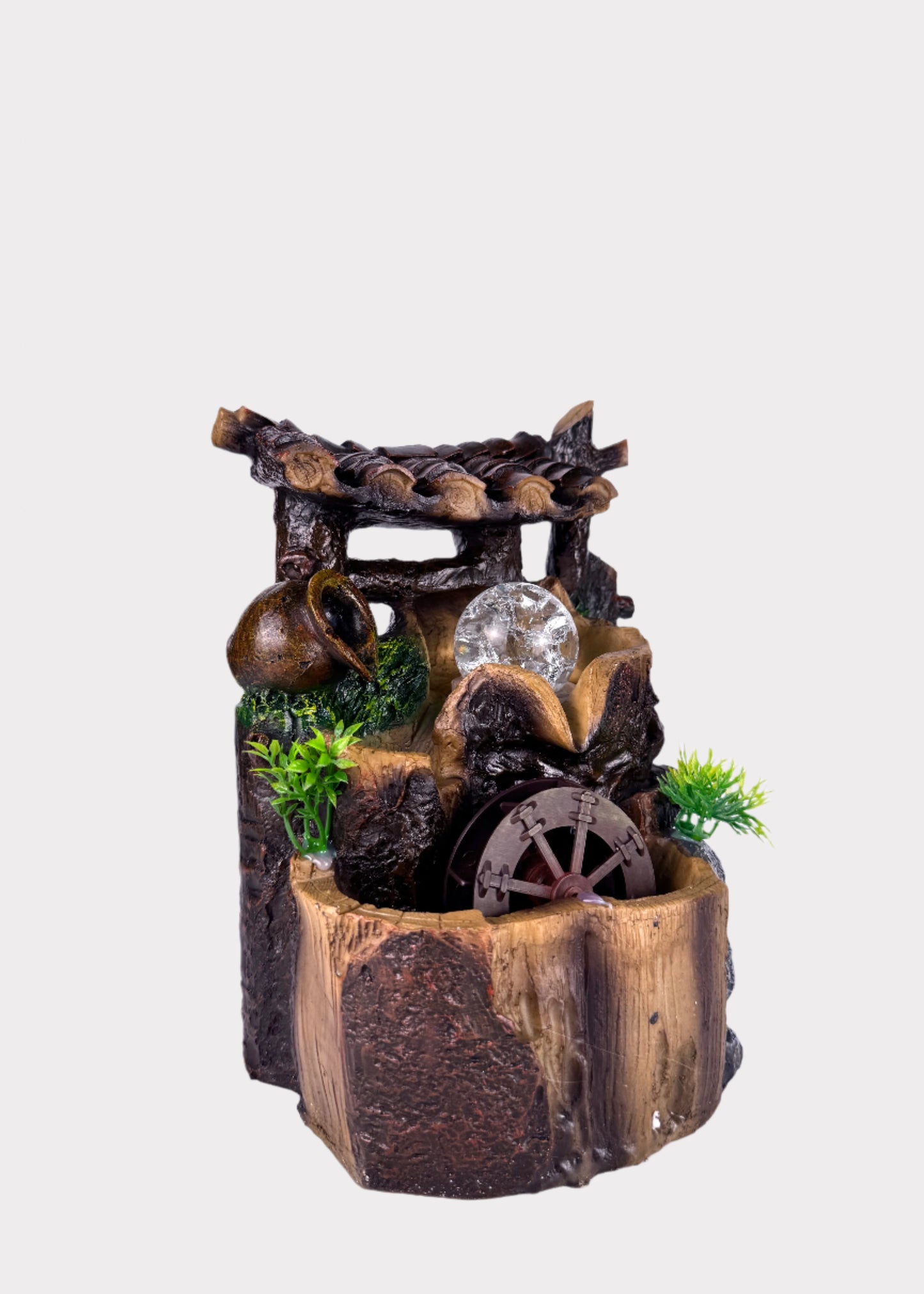 Rustic Well Water Wheel Fountain