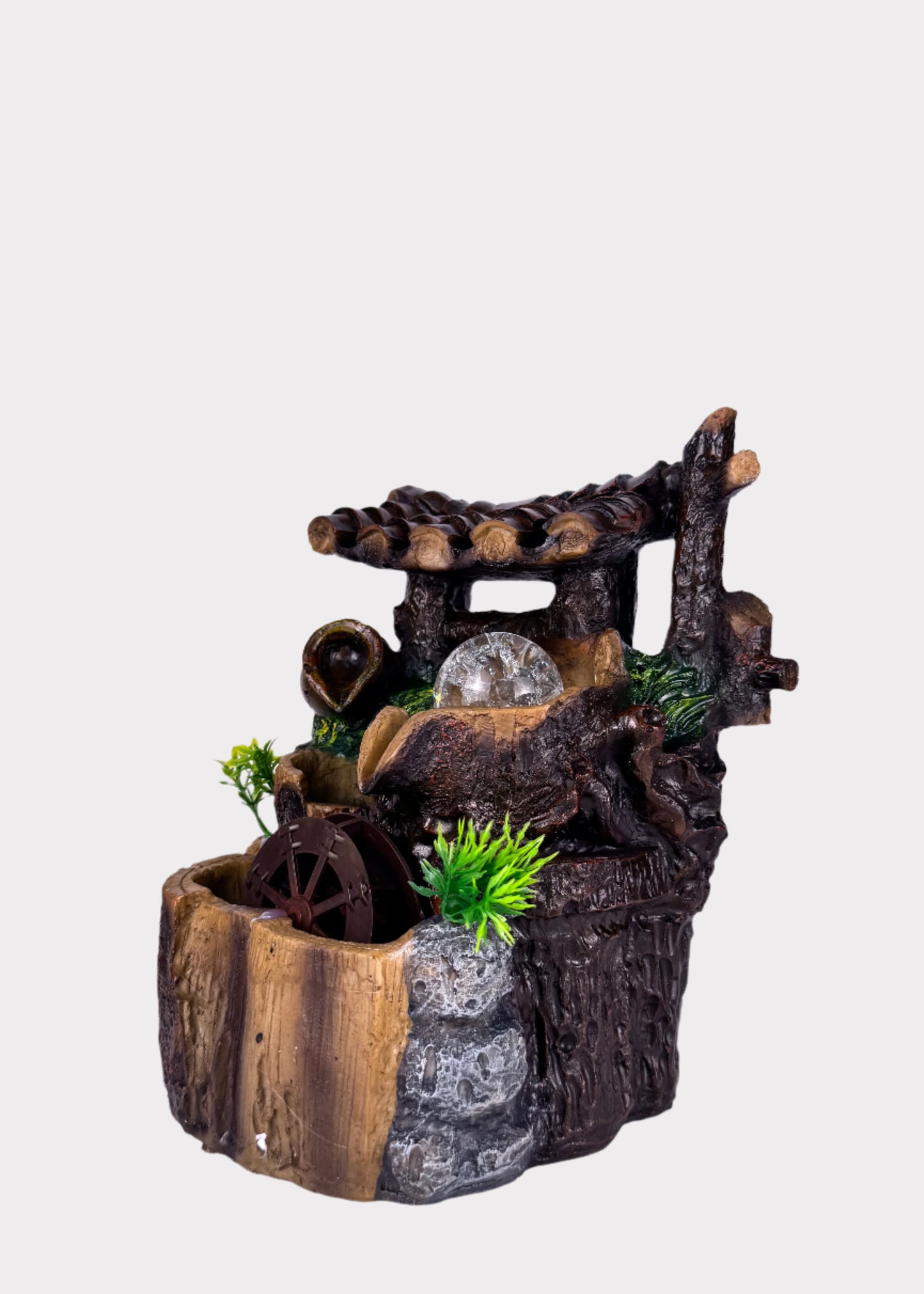 Rustic Well Water Wheel Fountain