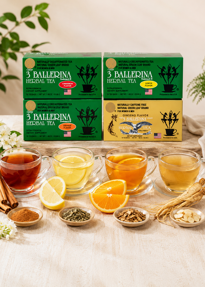 3 Ballerina Herbal Tea - Cinnamon, Lemon, Orange & Ginseng - 18 Tea Bags