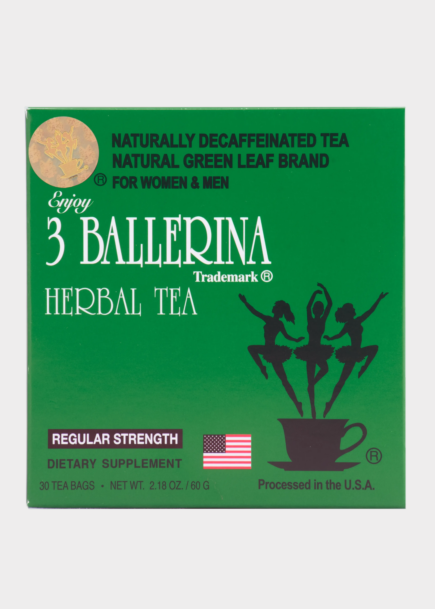 3 Ballerina Herbal Tea Regular Strength - Traditional Herbal Tea, Naturally Decaffeinated, 30 Tea Bags