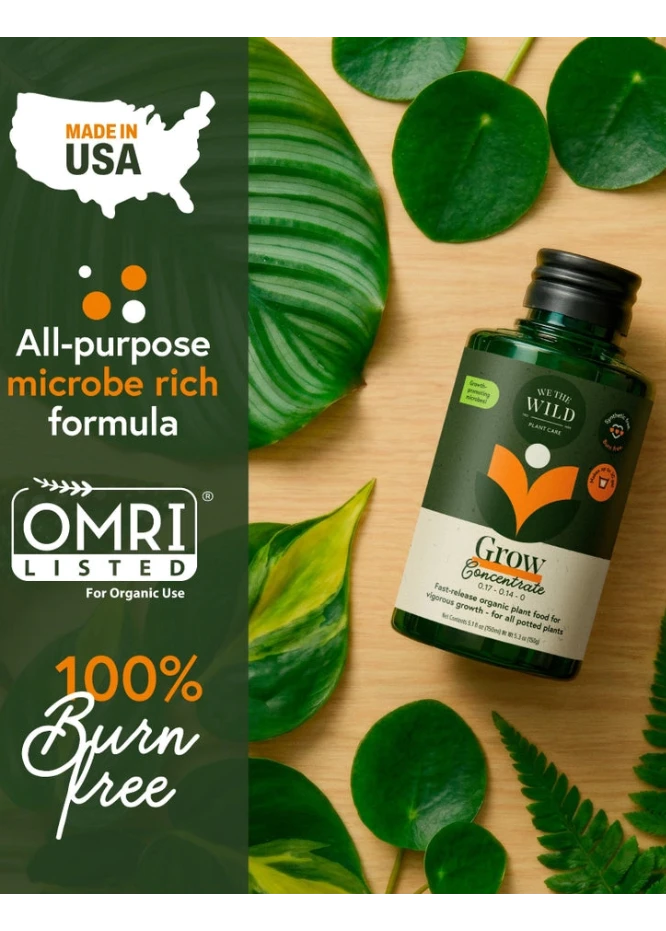 We The Wild Grow Concentrate Organic Liquid Plant Food - Fast Release Indoor Plant Fertilizer