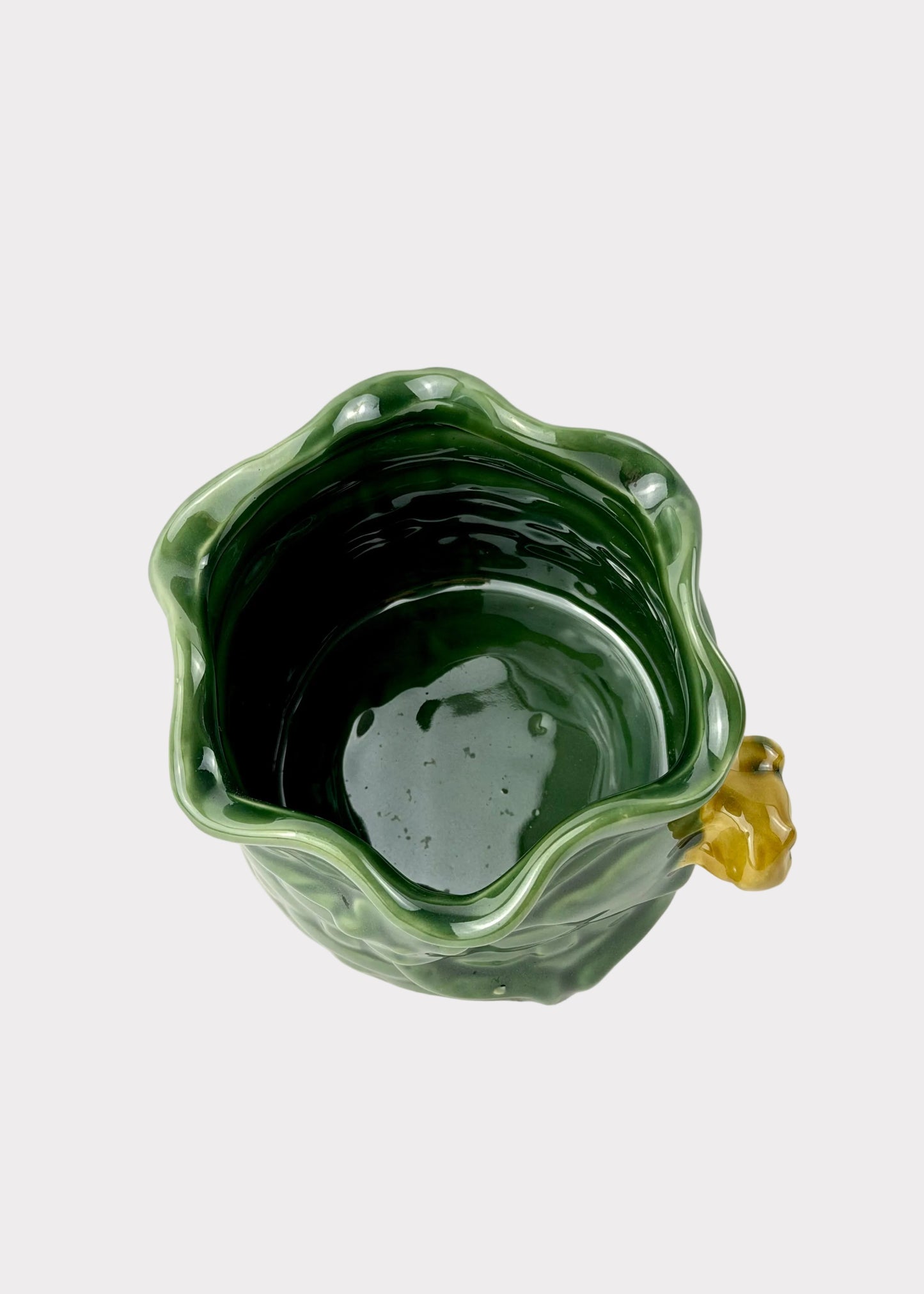 Green Woven Basket with Frog & Lotus - Lucky Bamboo Planter