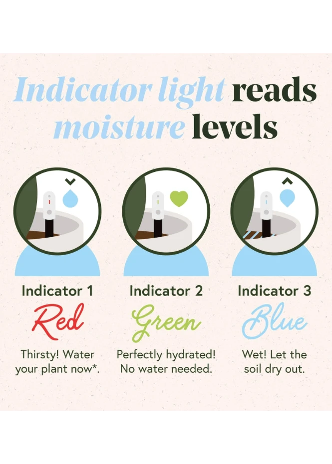 We The Wild Soil Moisture Meter for Indoor Plants - Easy Watering Indicator Tool with Light Sensor & Battery Included