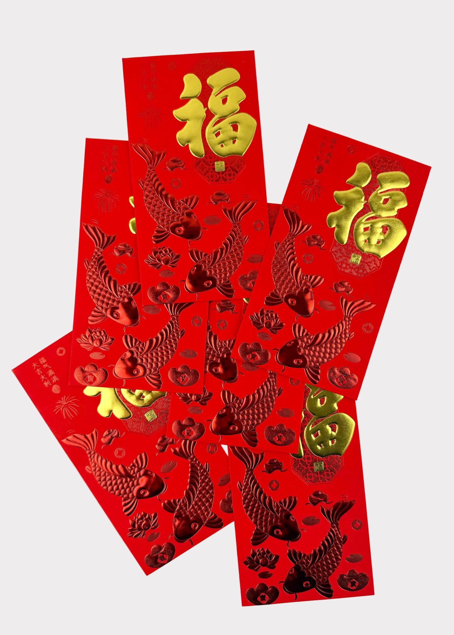 Classic Fortune Red Envelopes - 6 Textured Gold Foil Designs