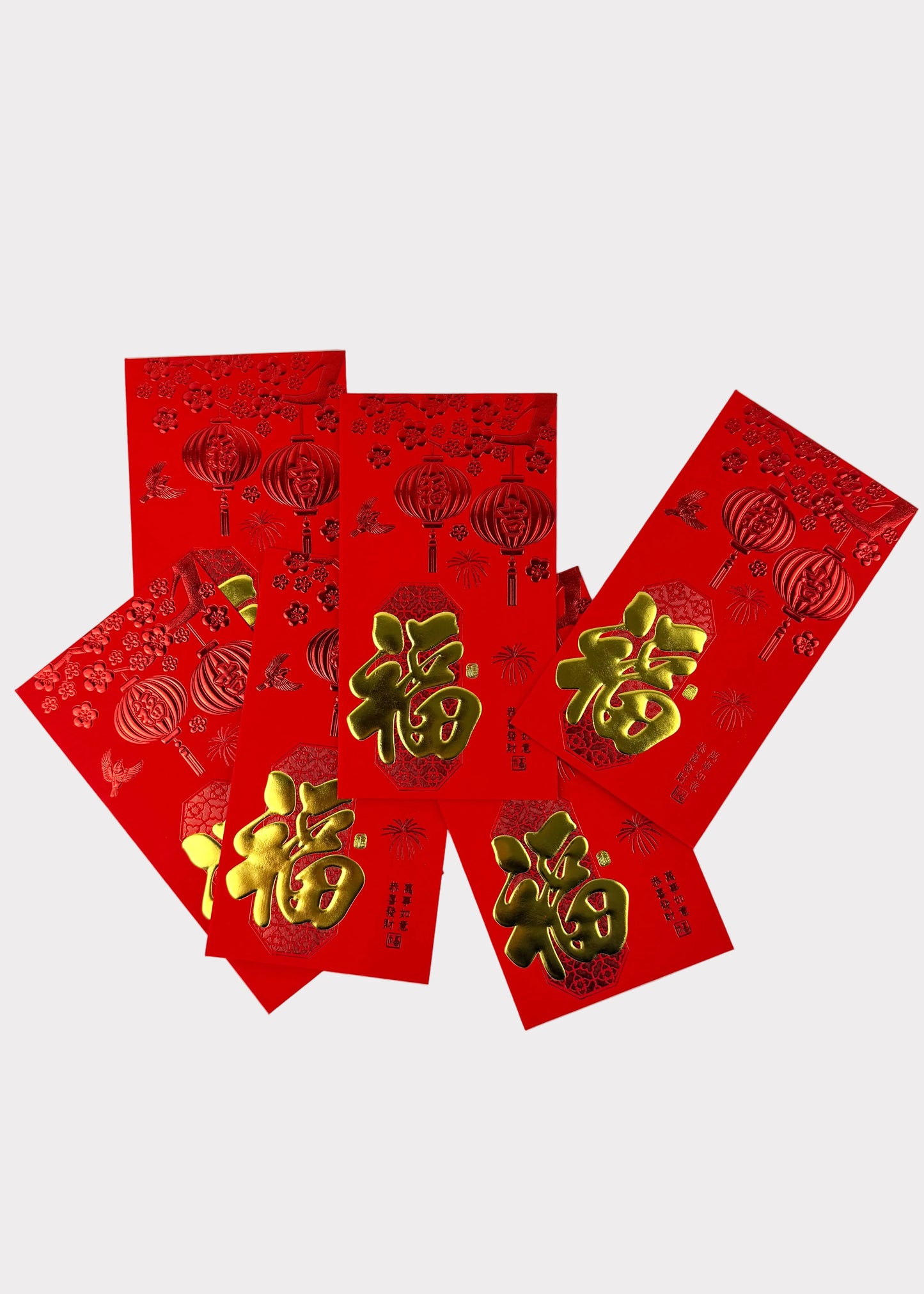 Classic Fortune Red Envelopes - 6 Textured Gold Foil Designs