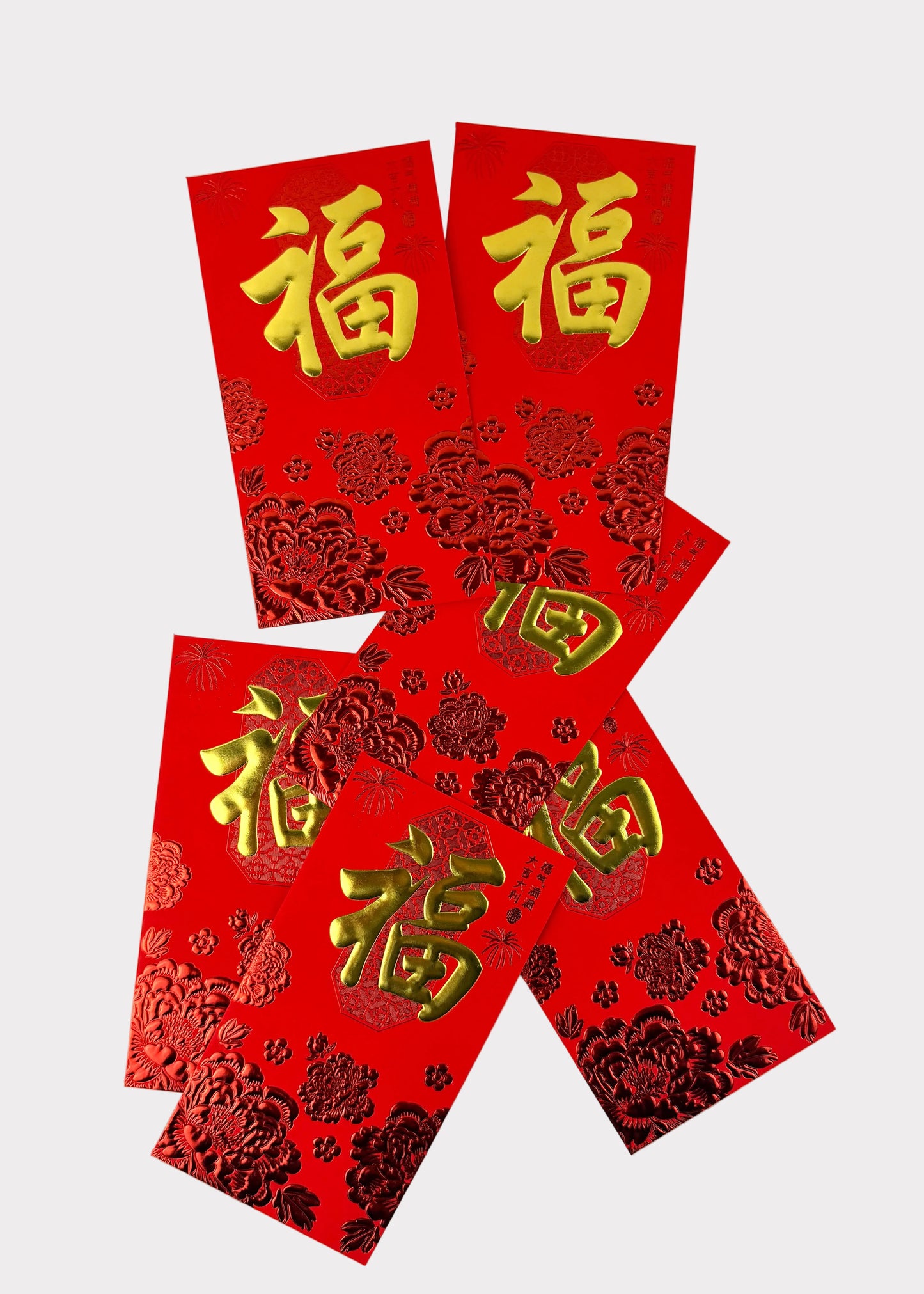 Classic Fortune Red Envelopes - 6 Textured Gold Foil Designs