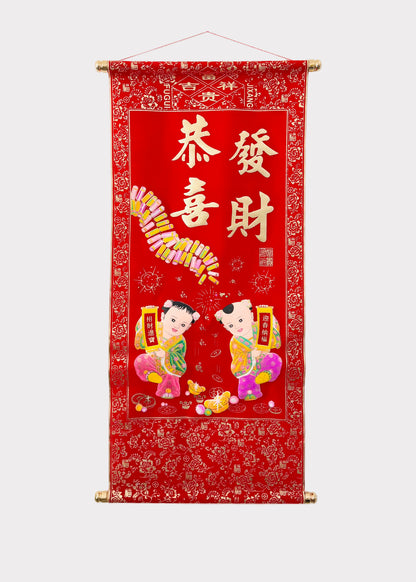Lunar New Year Blessings and Wishes Wall Scroll