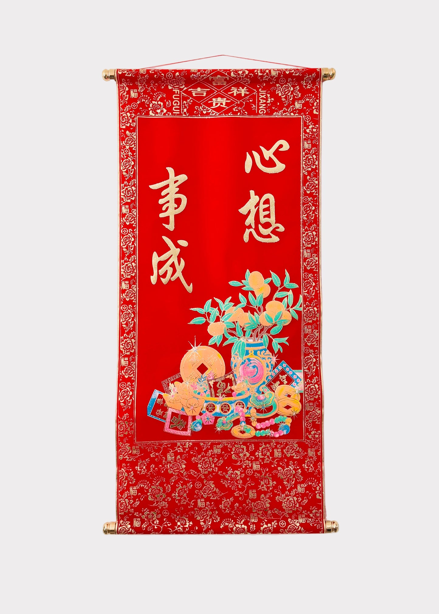 Lunar New Year Blessings and Wishes Wall Scroll