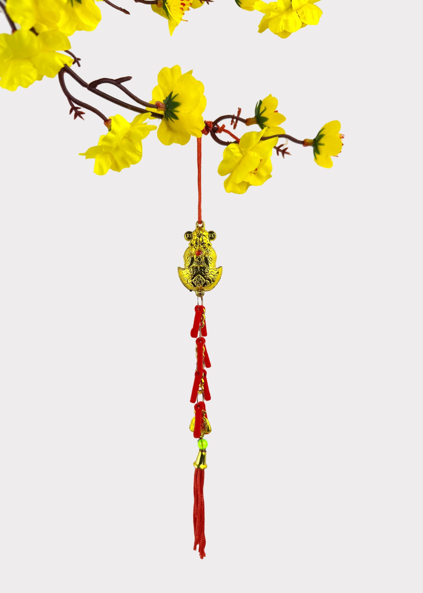 Golden God of Wealth Hanging Ornament – Lunar New Year Prosperity Décor (10 Count)