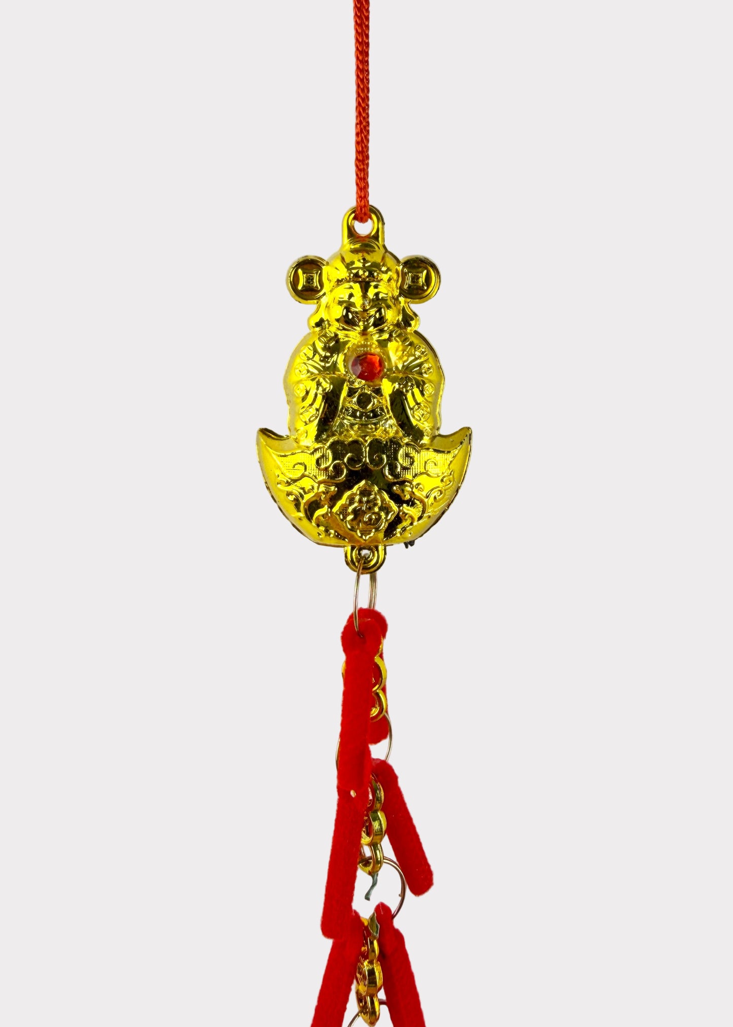 Golden God of Wealth Hanging Ornament – Lunar New Year Prosperity Décor (10 Count)