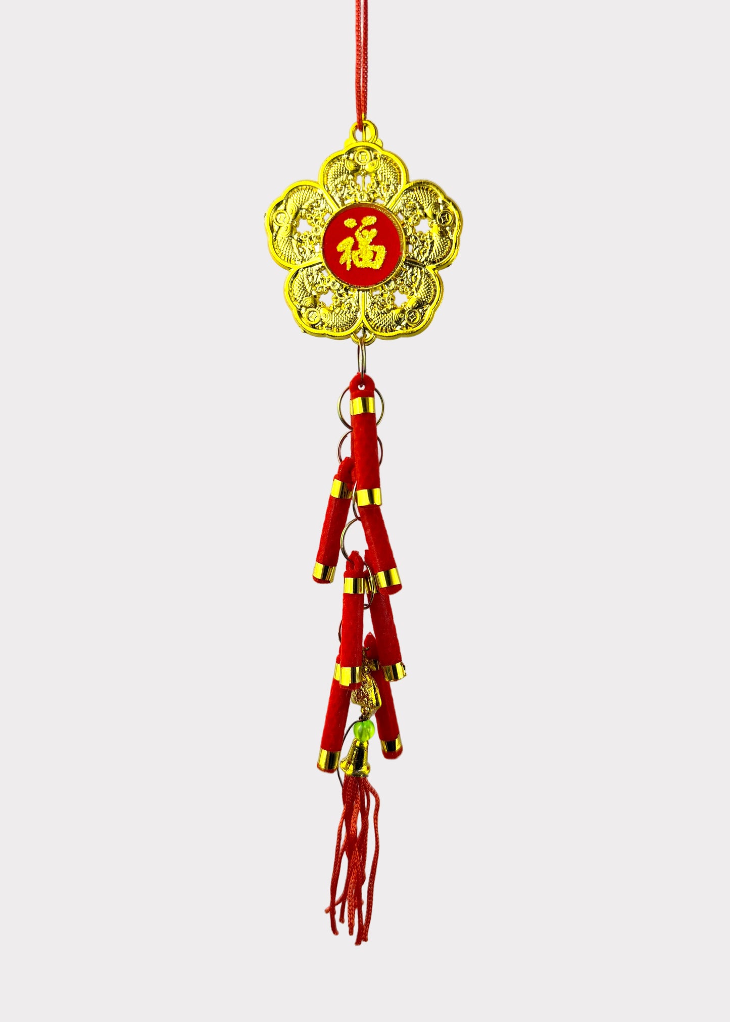 Gold Flower Firecracker Hanging Ornament – Lunar New Year Décor (5 Count)