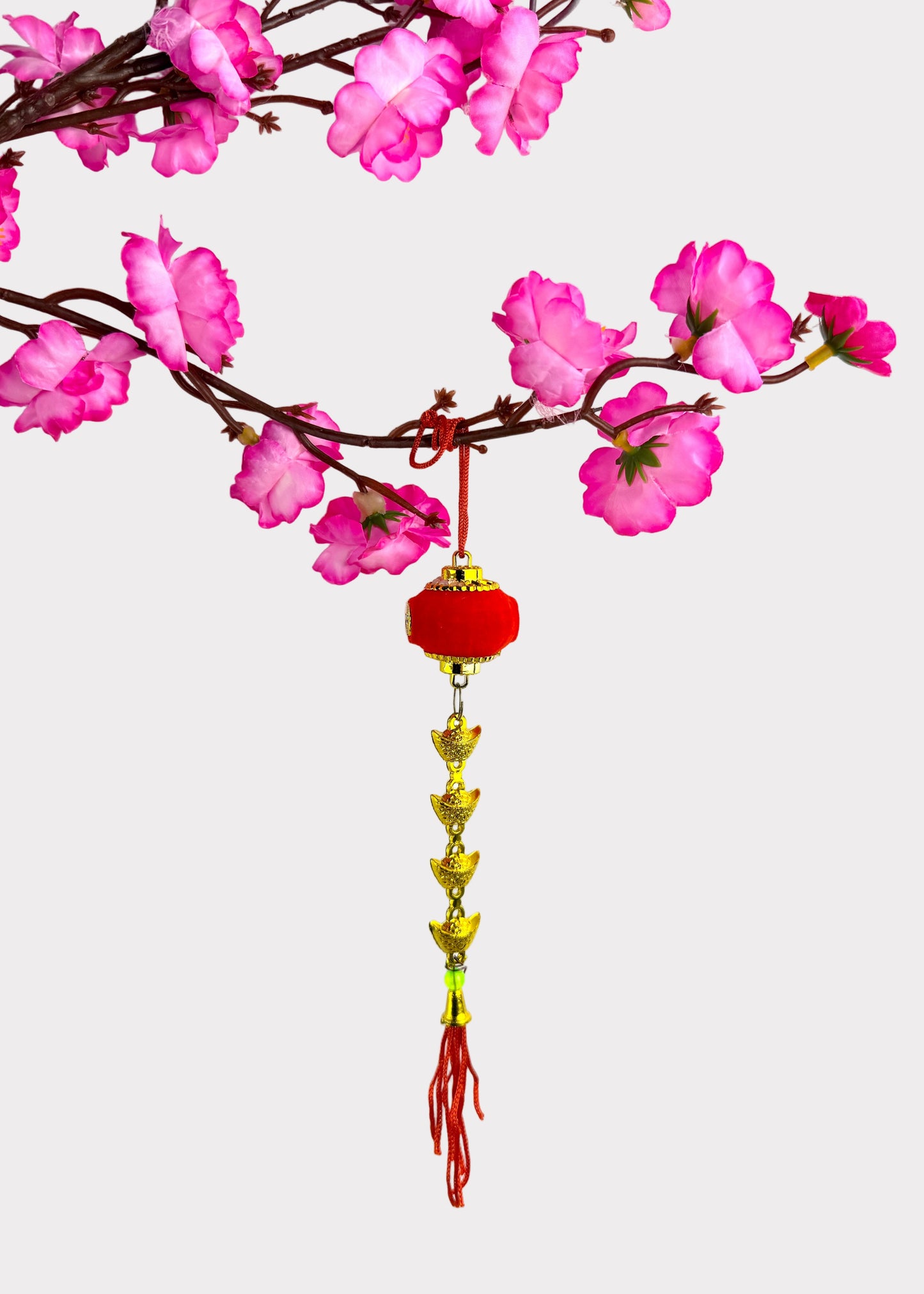 Red Lantern with Gold Ingots – Lunar New Year Hanging Ornament (5 Count)