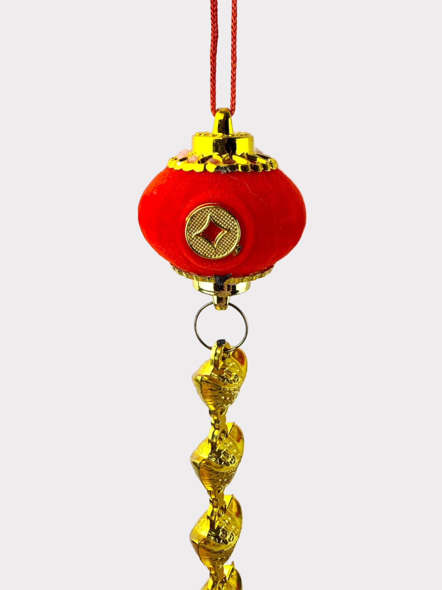 Red Lantern with Gold Ingots – Lunar New Year Hanging Ornament (5 Count)