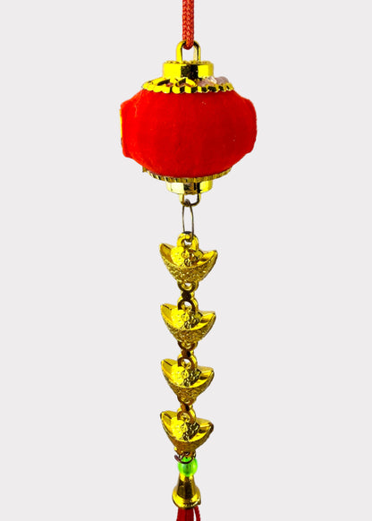 Red Lantern with Gold Ingots – Lunar New Year Hanging Ornament (5 Count)