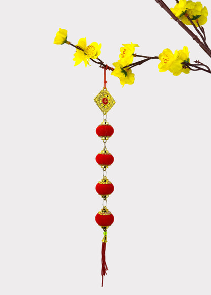 Red Lantern Hanging Ornament – Tết and Lunar New Year Decoration (5 Count)
