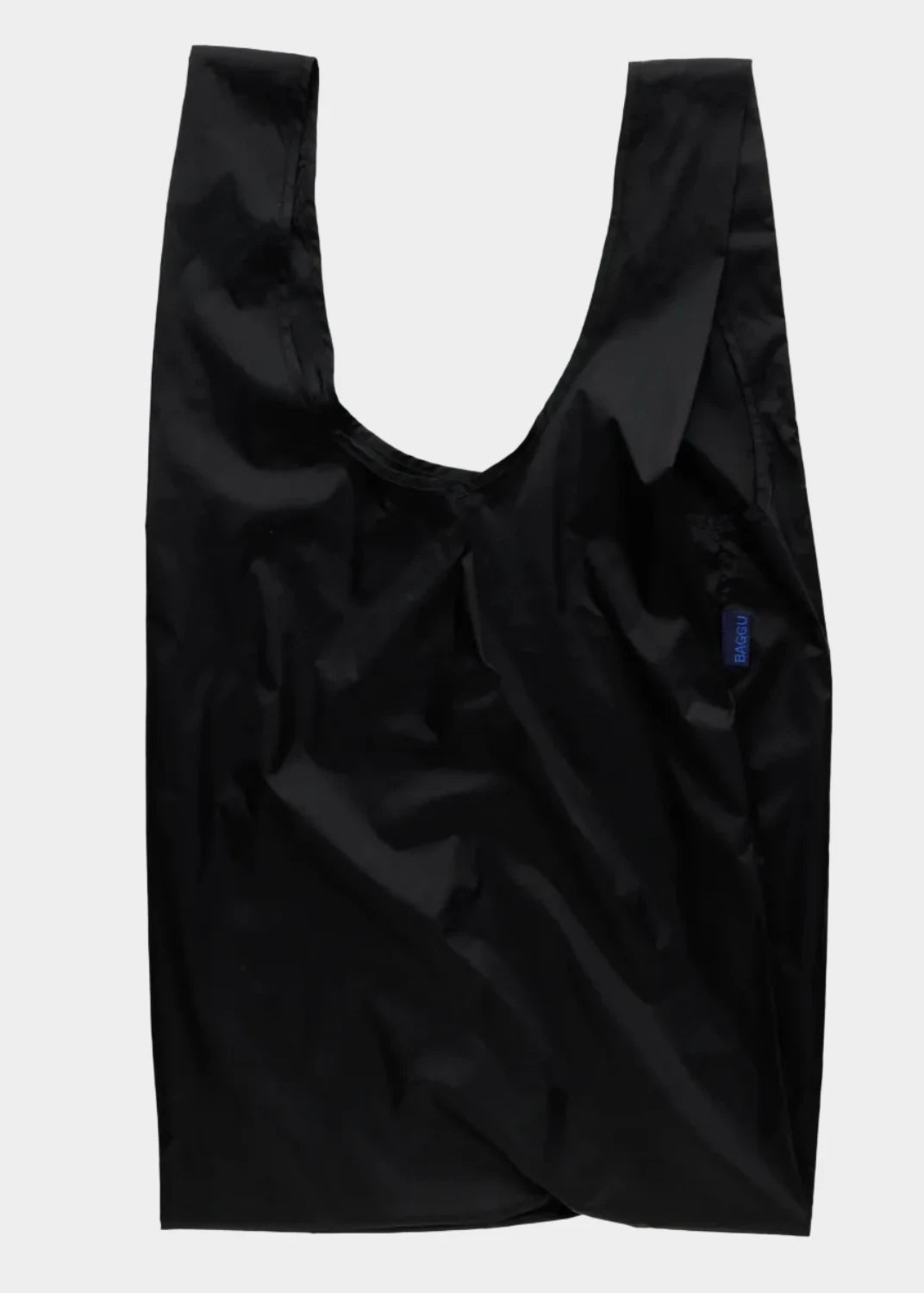 Black reusable shopping bag on a white background