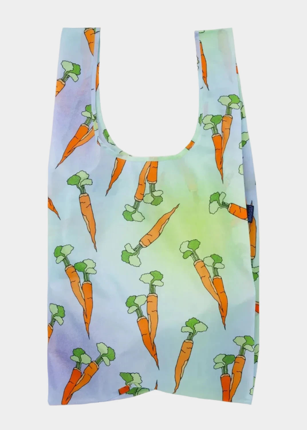 Reusable bag with carrot pattern on a gradient background