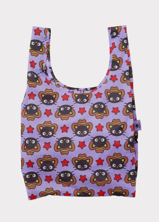 Reusable bag with cat pattern on a white background