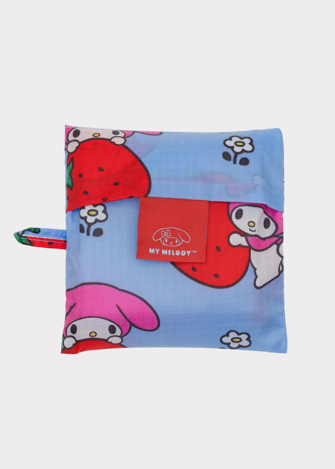 Small pouch with cartoon character design on a light gray background
