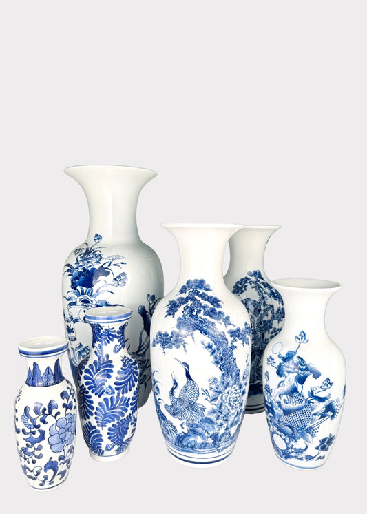 Blue and White Porcelain Vase – Hand Painted  – Classic Ceramic Decor