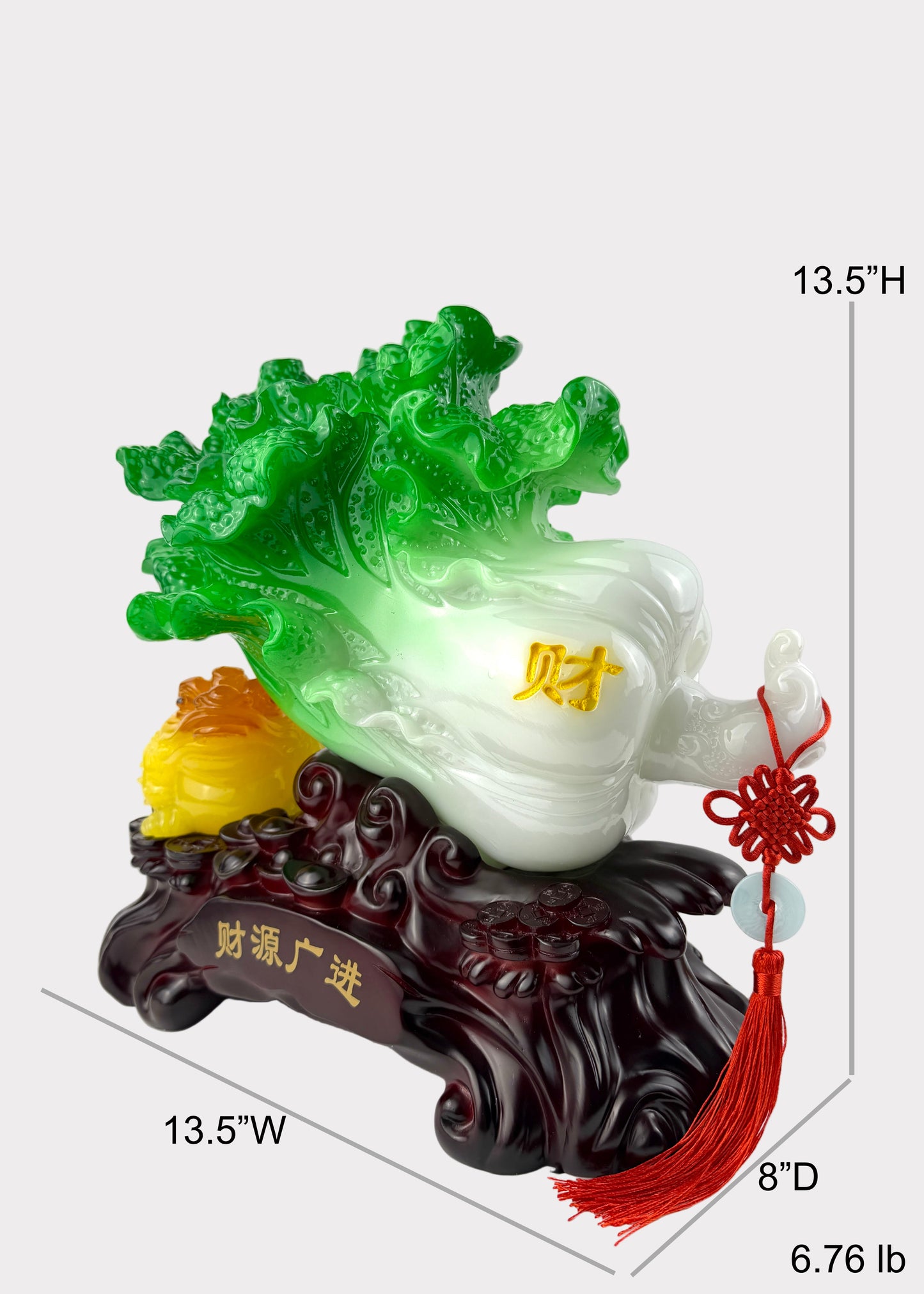Jadeite Cabbage with Golden Toad – Prosperity & Wealth Figurine