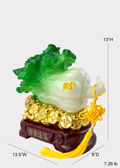 Jadeite Cabbage Wealth Ornament – Prosperity Décor Figurine