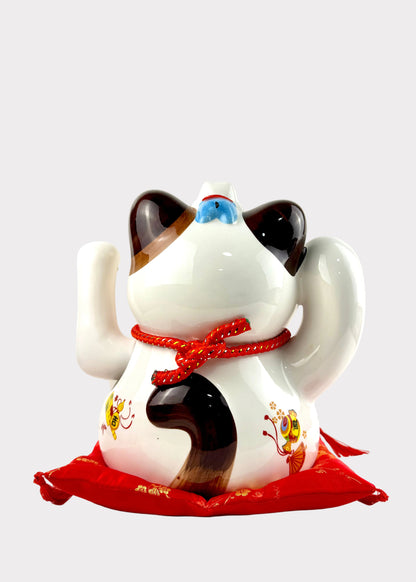 Ceramic Lucky Money Cat with Mini Cats - Battery or Plug In Prosperity Decor
