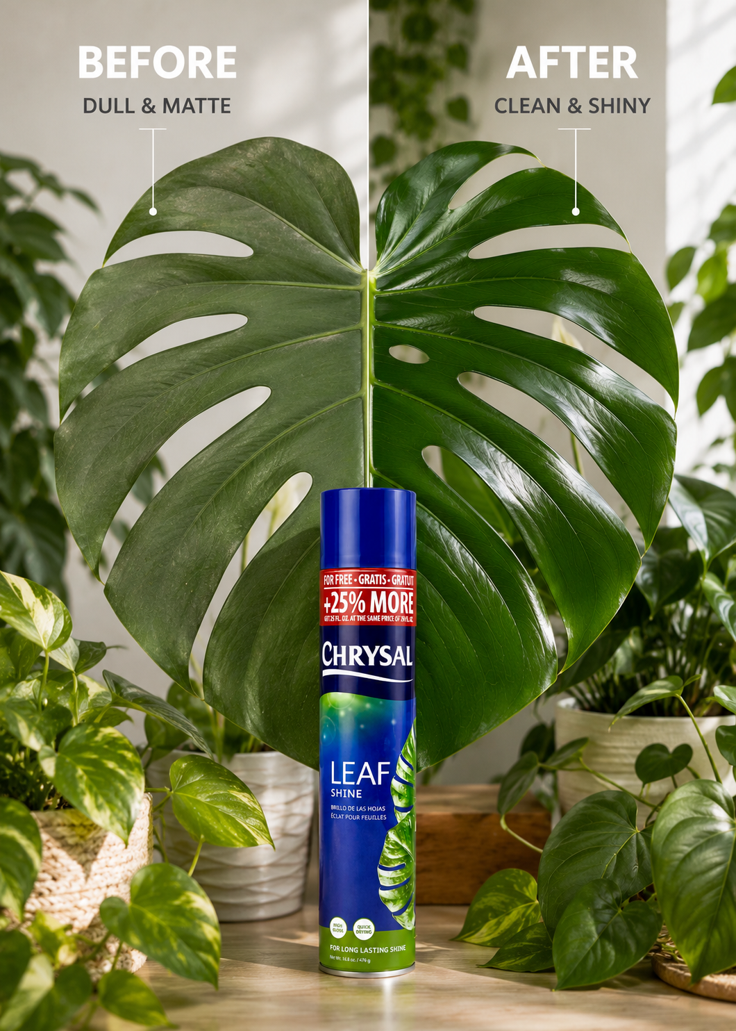 Chrysal Leaf Shine Spray - High Gloss & Quick Drying (750mL)
