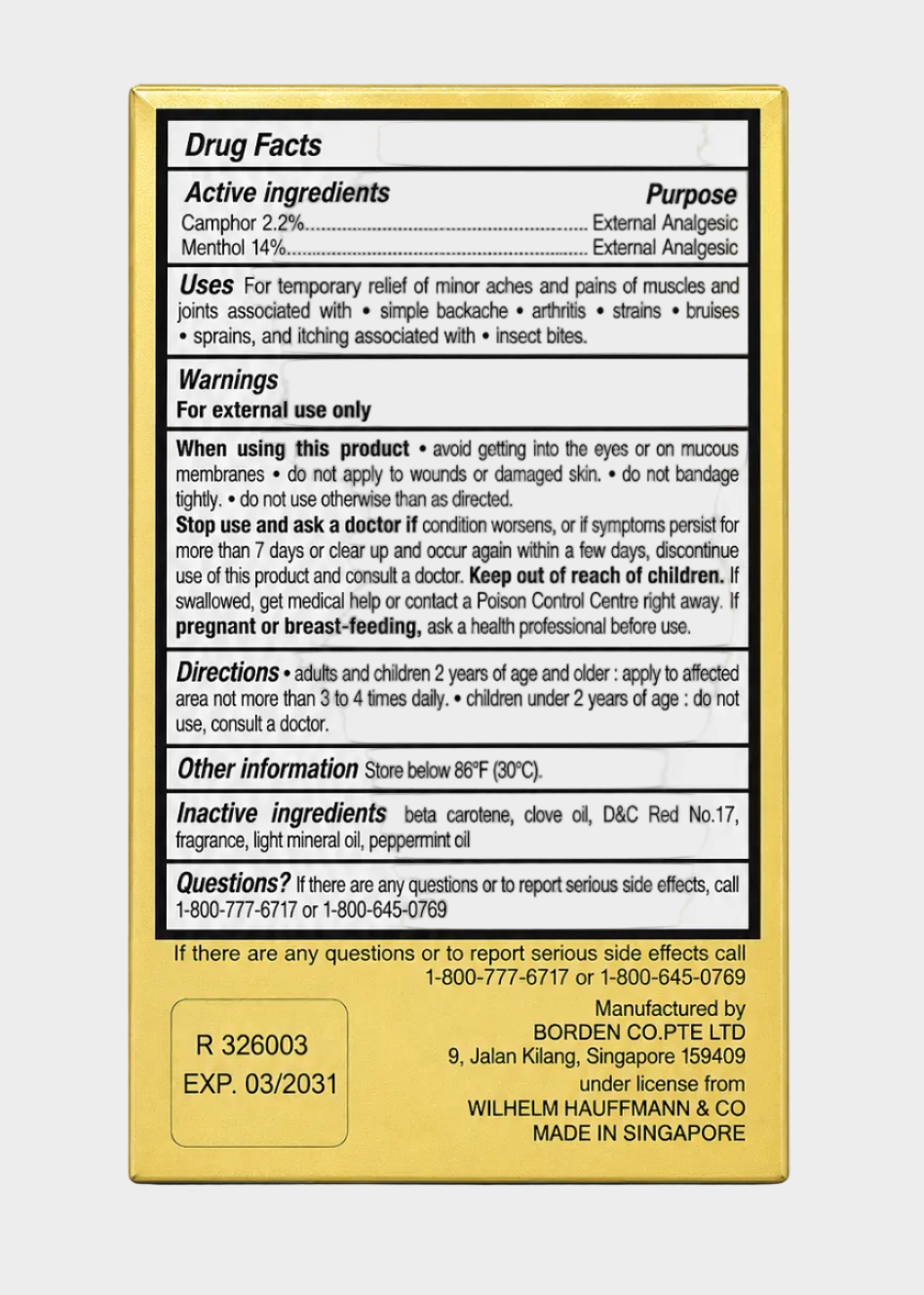 Drug facts label on a yellow background