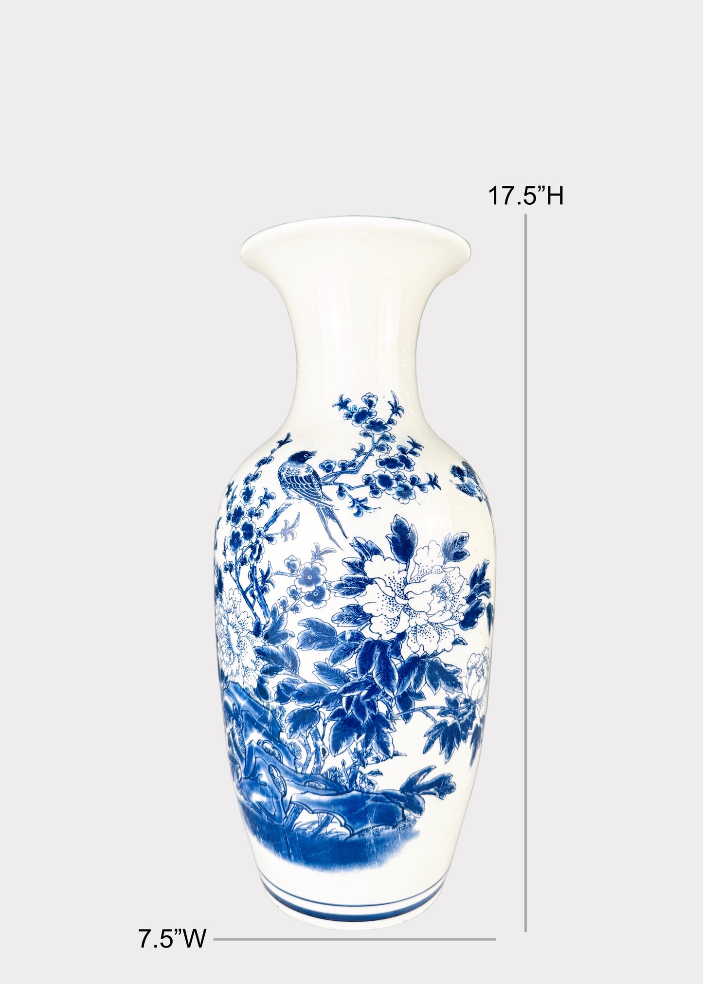 Blue and White Porcelain Vase – Hand Painted  – Classic Ceramic Decor