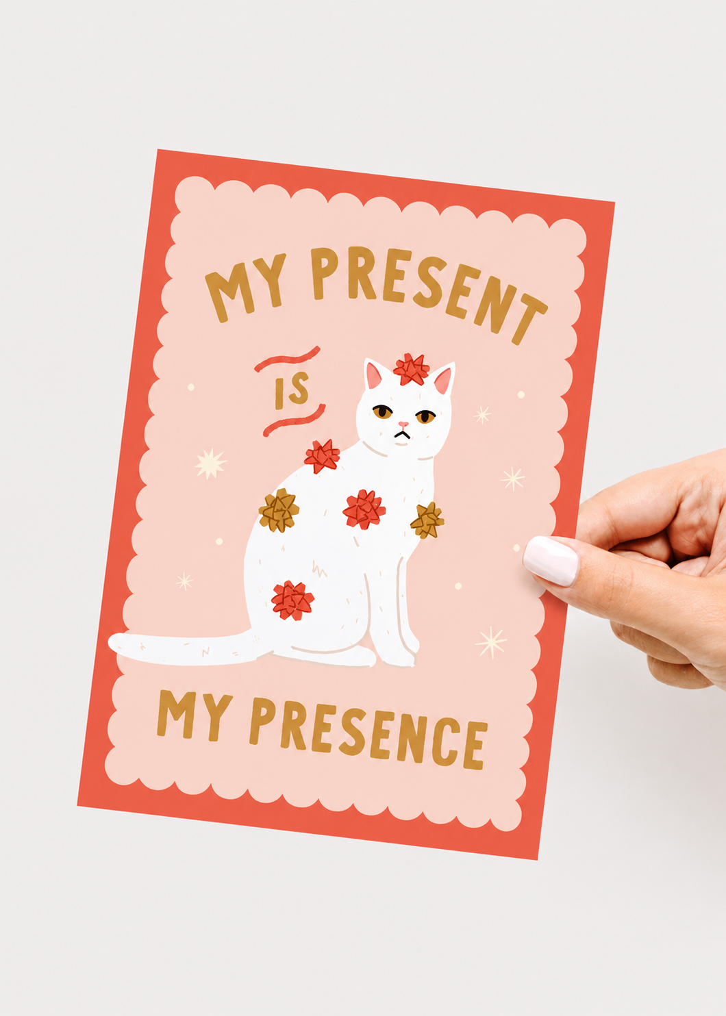 My Present Is My Presence Cat Greeting Card