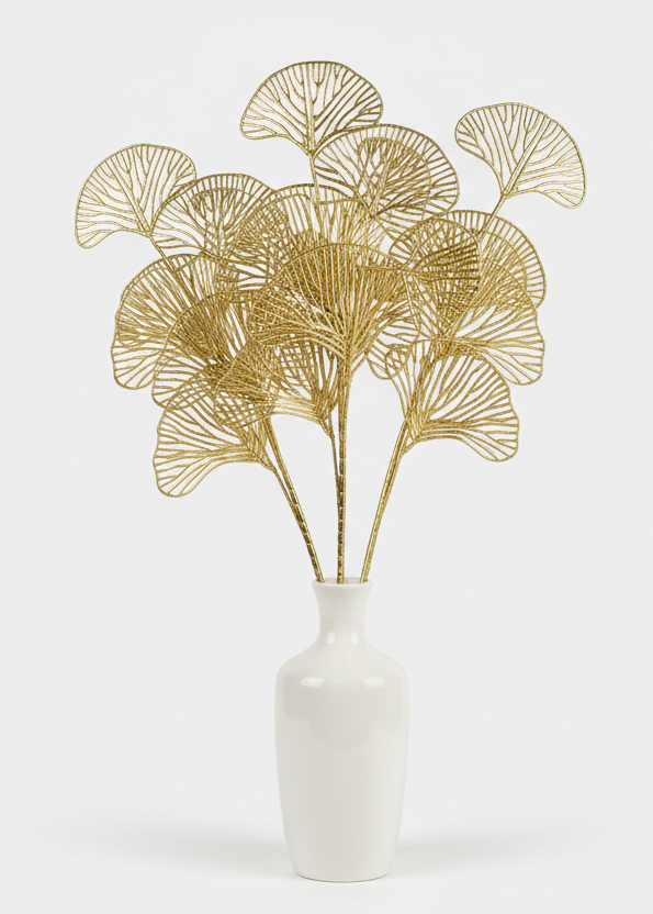 Gold Ginkgo Leaf Stem – Prosperity Lunar New Year Floral Accent