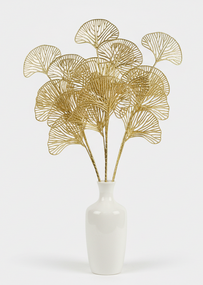 Gold Ginkgo Leaf Stem – Prosperity Lunar New Year Floral Accent