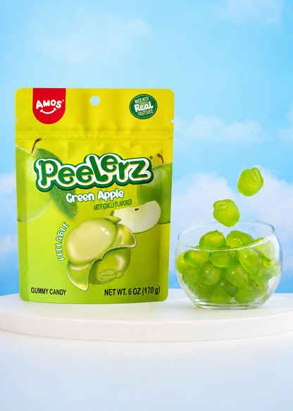 Peelerz Green Apple Peelable Gummy Candy 6 oz (170g) - Soft Fruit-Flavored Gummies