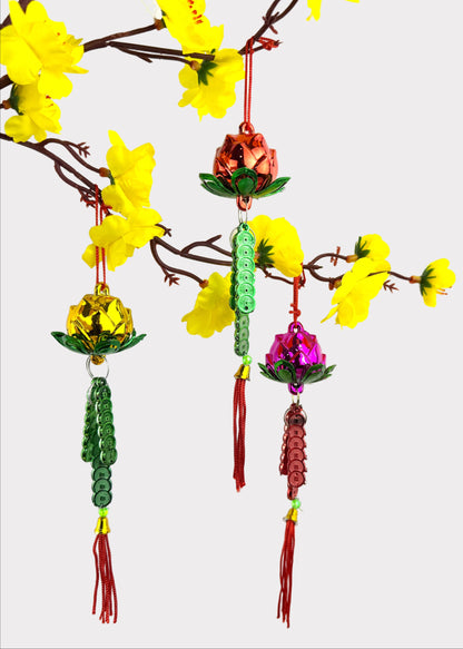Prosperity Lotus Charm – Festive Hanging Decoration (5 Count)