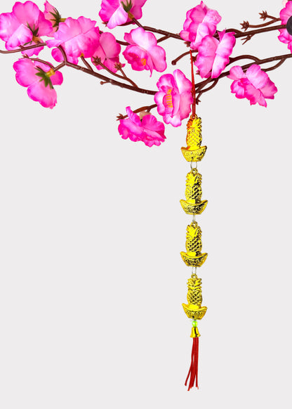 Four Pineapples with Gold Ingots Hanging Décor – Lunar New Year