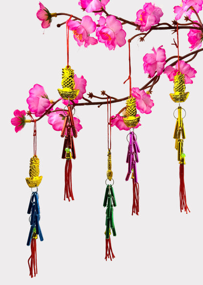 Pineapple with Firecrackers Ornaments – Lunar New Year Décor (10 Count)