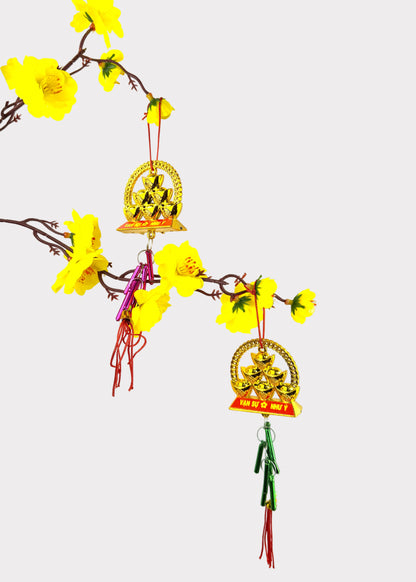 Golden Ingots with Firecrackers Ornaments – Lunar New Year Décor (5 Count)