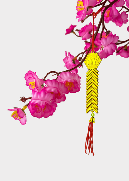 Golden Firecracker Hanging Ornament – Lunar New Year Prosperity Décor (10 Count)