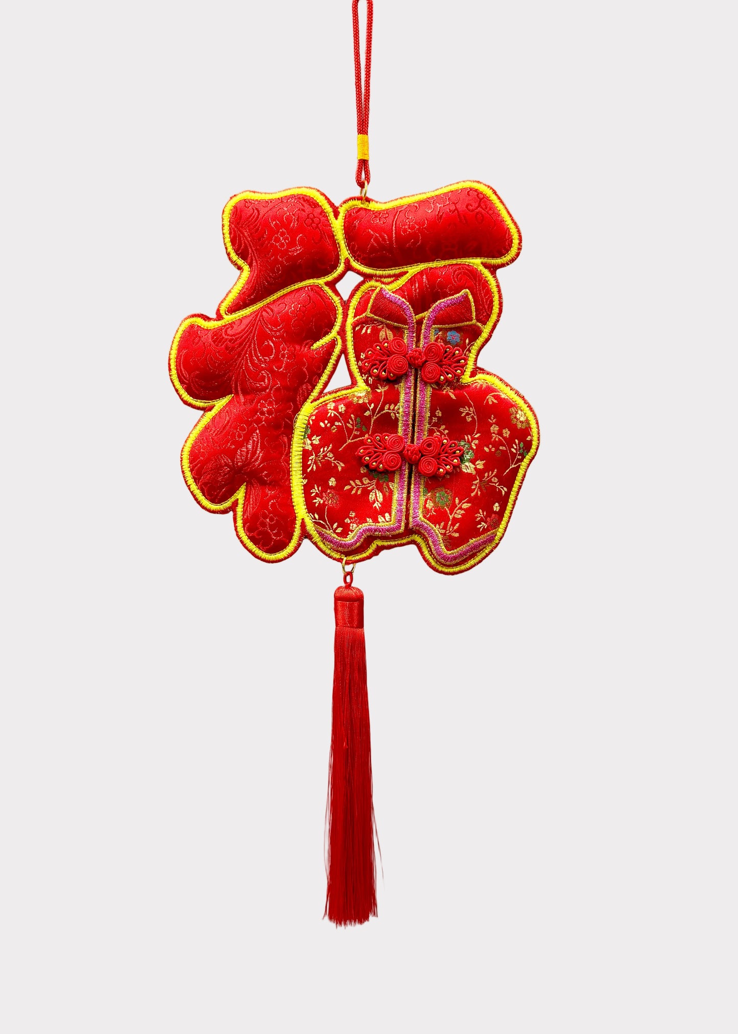 Lucky Fortune Symbol Hanging Decor with Traditional Outfit and Tassel