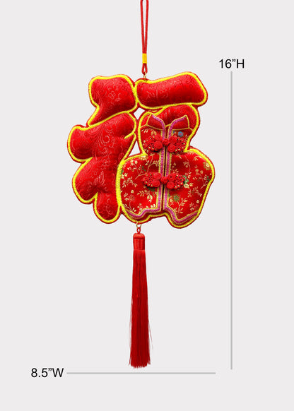 Lucky Fortune Symbol Hanging Decor with Traditional Outfit and Tassel